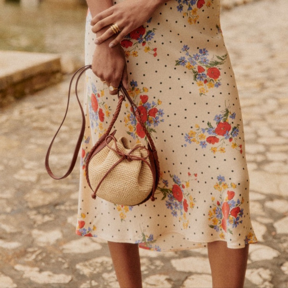 Sezane Tan and Brown Woven Bag